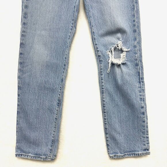 Levis Wedgie Straight Big E Jeans Womens 23 Mid-Rise Distressed Button-Fly Denim - Picture 3 of 16